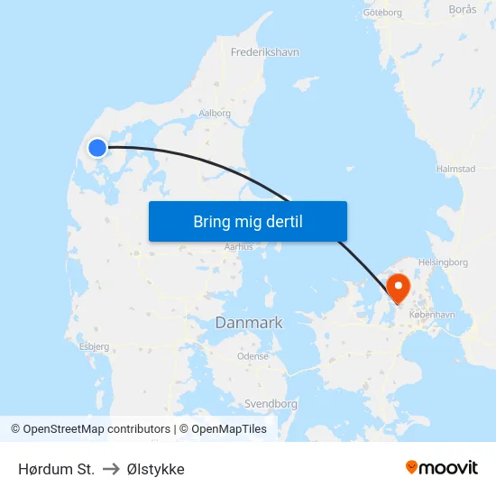Hørdum St. to Ølstykke map