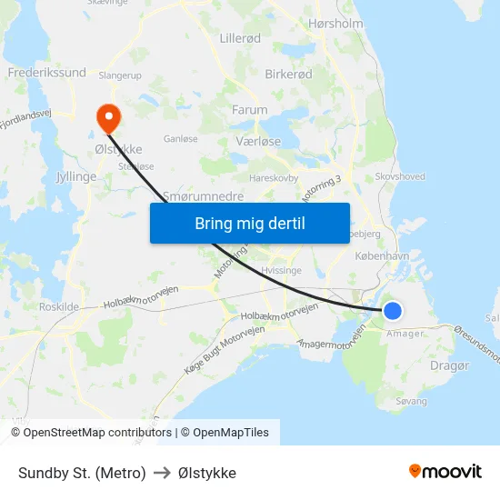 Sundby St. (Metro) to Ølstykke map