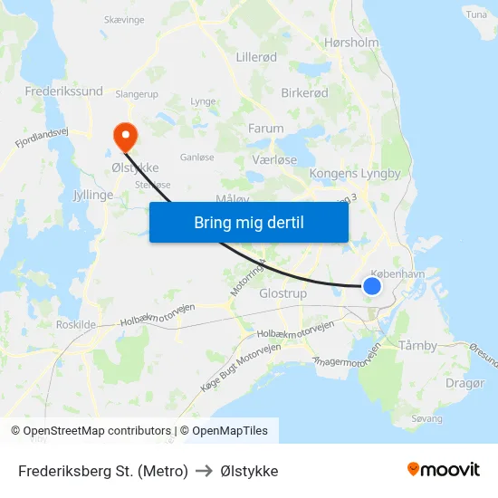Frederiksberg St. (Metro) to Ølstykke map
