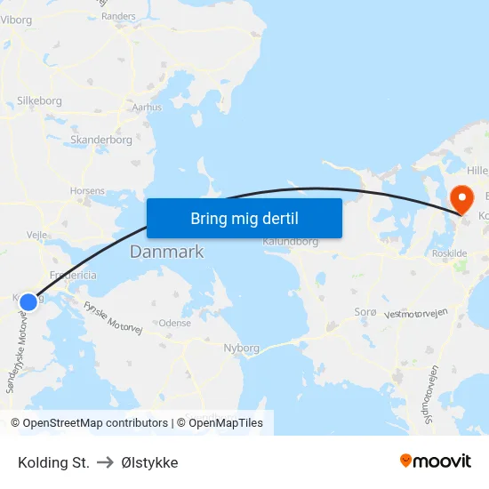 Kolding St. to Ølstykke map