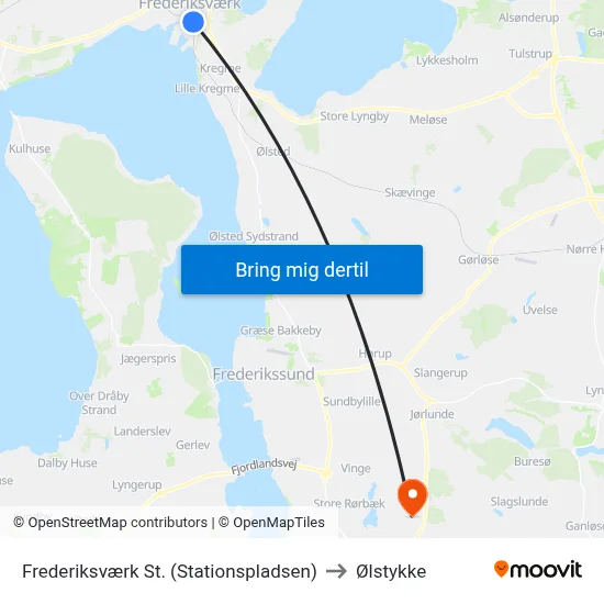 Frederiksværk St. (Stationspladsen) to Ølstykke map