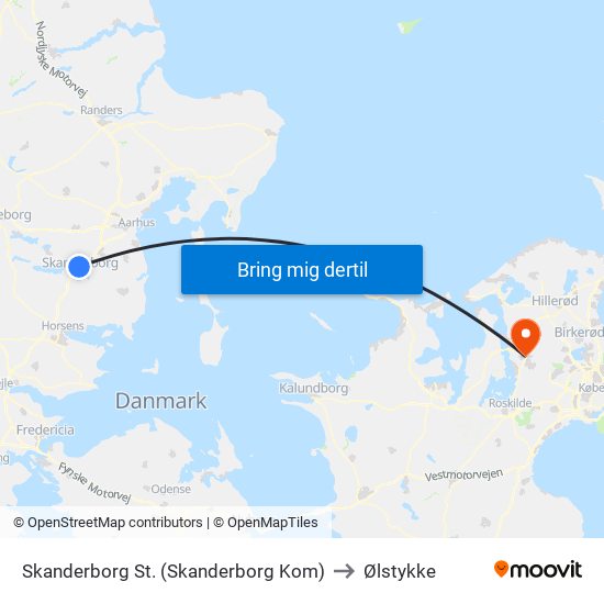 Skanderborg St. (Skanderborg Kom) to Ølstykke map