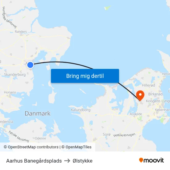 Aarhus Banegårdsplads to Ølstykke map