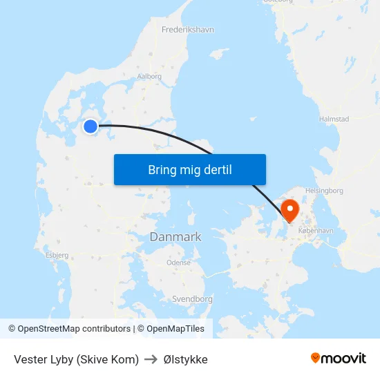 Vester Lyby (Skive Kom) to Ølstykke map