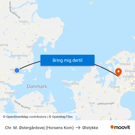 Chr. M. Østergårdsvej (Horsens Kom) to Ølstykke map