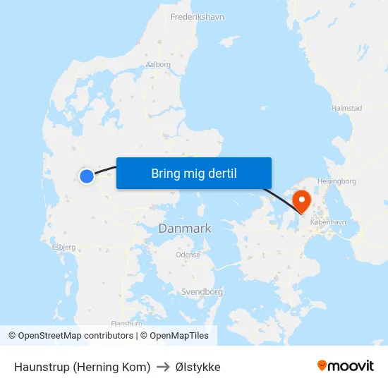 Haunstrup (Herning Kom) to Ølstykke map