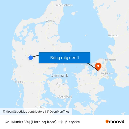 Kaj Munks Vej (Herning Kom) to Ølstykke map
