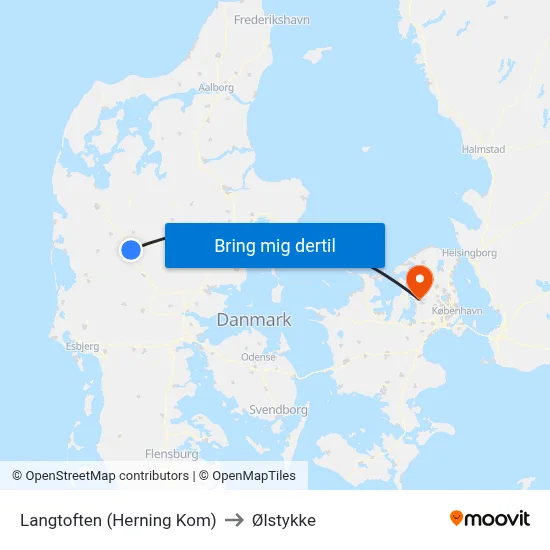 Langtoften (Herning Kom) to Ølstykke map