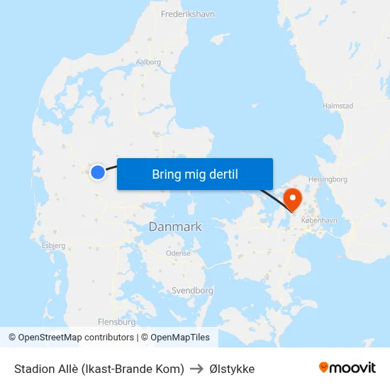 Stadion Allè (Ikast-Brande Kom) to Ølstykke map