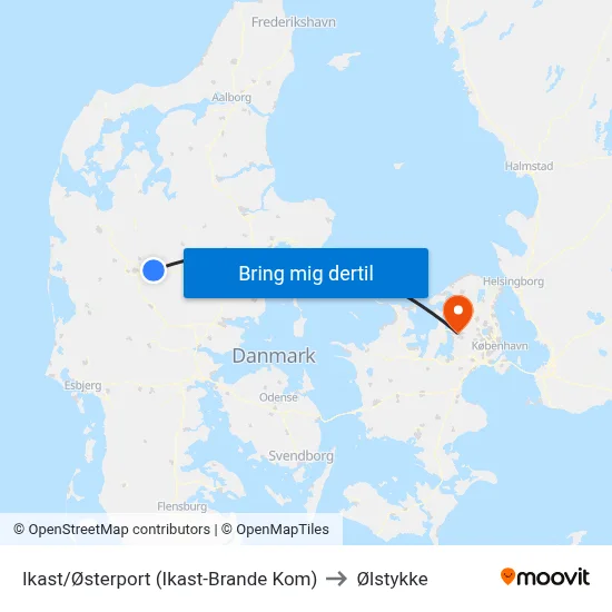 Ikast/Østerport (Ikast-Brande Kom) to Ølstykke map