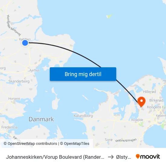 Johanneskirken/Vorup Boulevard (Randers Kom) to Ølstykke map