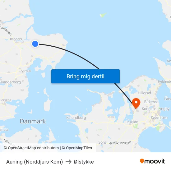 Auning (Norddjurs Kom) to Ølstykke map