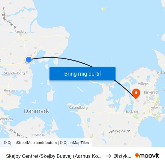 Skejby Centret/Skejby Busvej (Aarhus Kom) to Ølstykke map