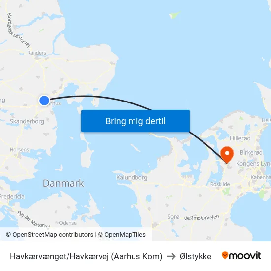 Havkærvænget/Havkærvej (Aarhus Kom) to Ølstykke map