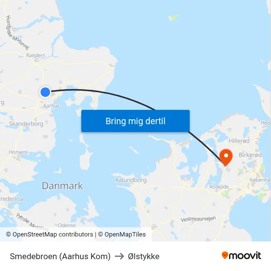 Smedebroen (Aarhus Kom) to Ølstykke map