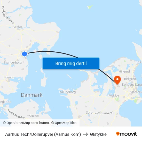 Aarhus Tech/Dollerupvej (Aarhus Kom) to Ølstykke map