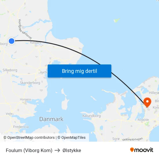 Foulum (Viborg Kom) to Ølstykke map