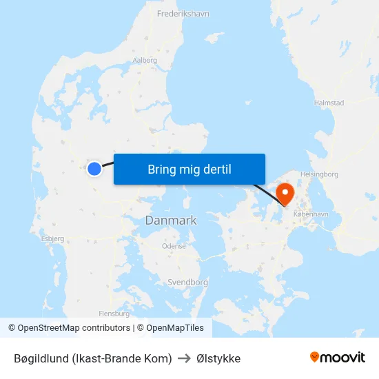 Bøgildlund (Ikast-Brande Kom) to Ølstykke map