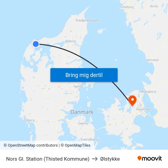 Nors Gl. Station (Thisted Kommune) to Ølstykke map
