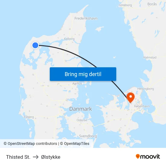 Thisted St. to Ølstykke map