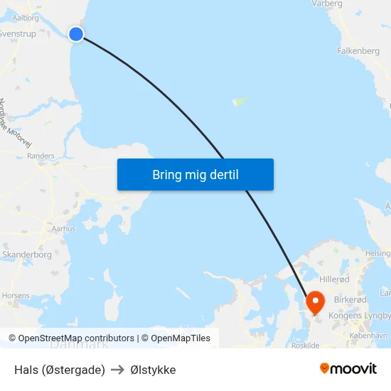Hals (Østergade) to Ølstykke map