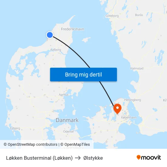 Løkken Busterminal (Løkken) to Ølstykke map