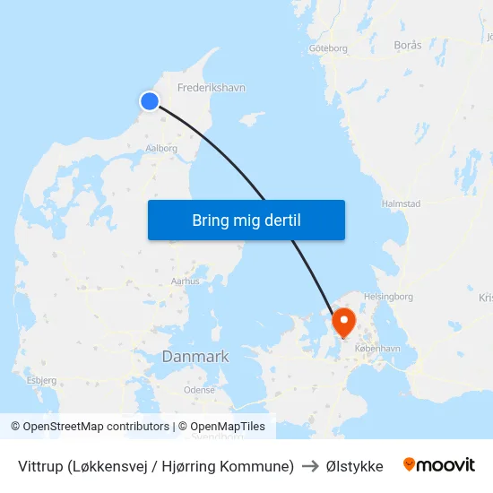 Vittrup (Løkkensvej / Hjørring Kommune) to Ølstykke map