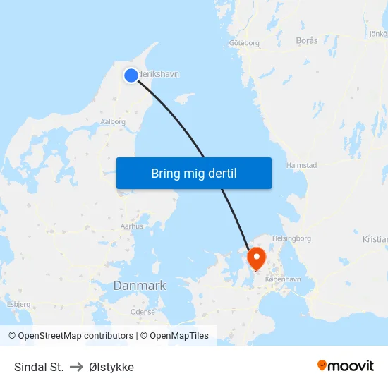 Sindal St. to Ølstykke map