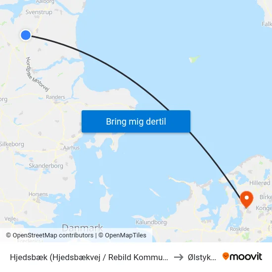 Hjedsbæk (Hjedsbækvej / Rebild Kommune) to Ølstykke map