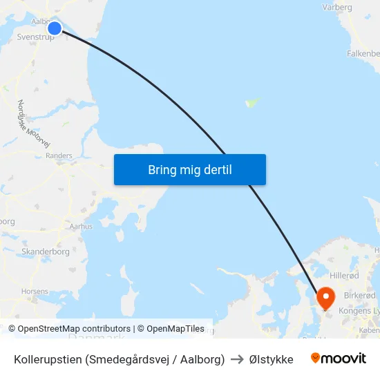 Kollerupstien (Smedegårdsvej / Aalborg) to Ølstykke map