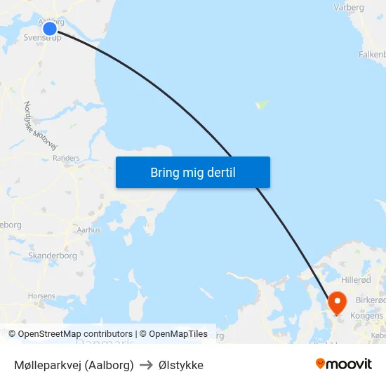 Mølleparkvej (Aalborg) to Ølstykke map
