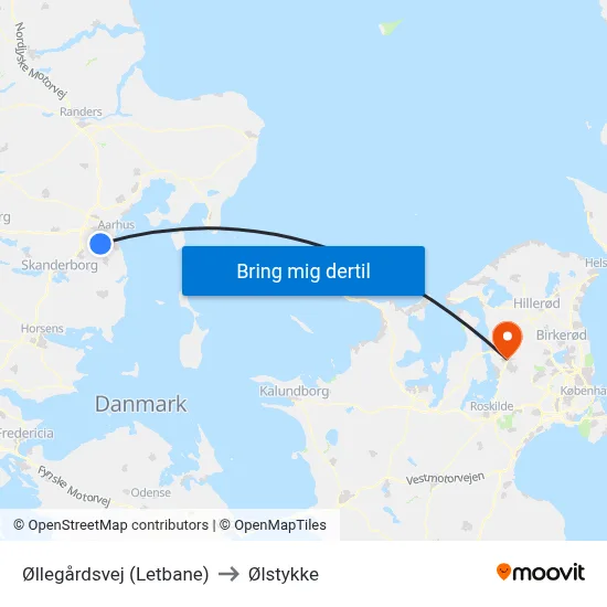 Øllegårdsvej (Letbane) to Ølstykke map