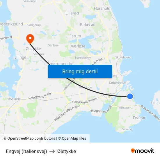 Engvej (Italiensvej) to Ølstykke map