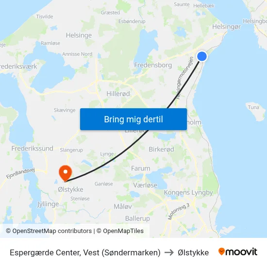 Espergærde Center, Vest (Søndermarken) to Ølstykke map