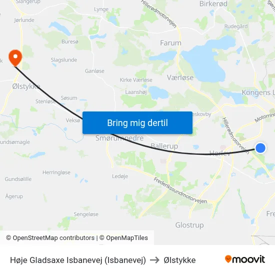 Høje Gladsaxe Isbanevej (Isbanevej) to Ølstykke map