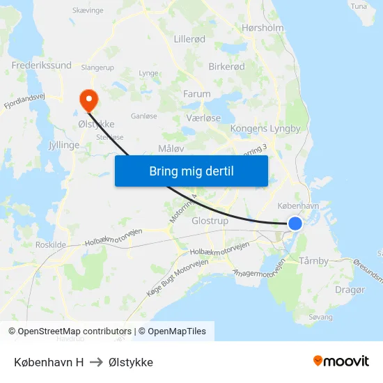København H to Ølstykke map