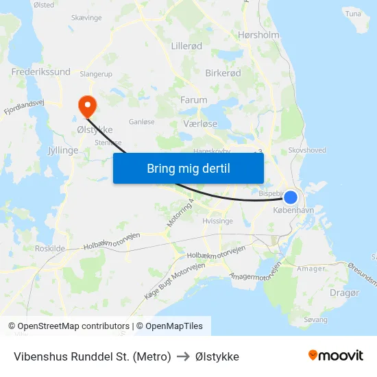 Vibenshus Runddel St. (Metro) to Ølstykke map