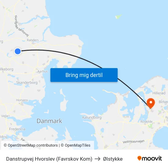 Danstrupvej Hvorslev (Favrskov Kom) to Ølstykke map