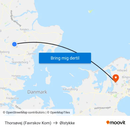 Thorsøvej (Favrskov Kom) to Ølstykke map