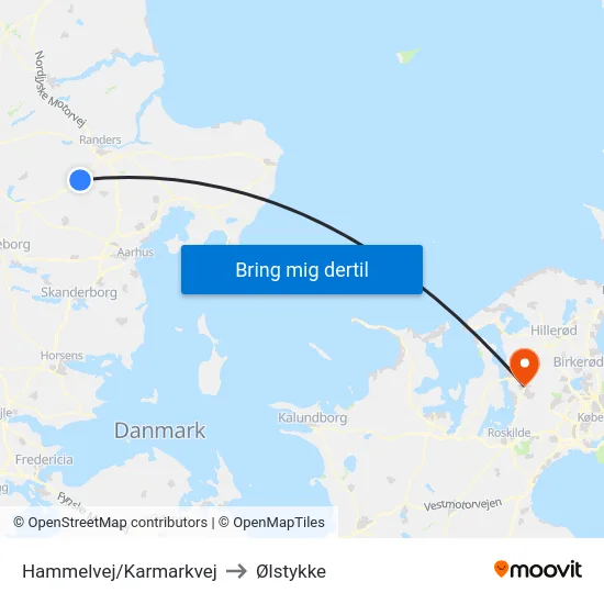 Hammelvej/Karmarkvej to Ølstykke map