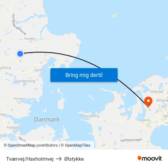 Tværvej/Haxholmvej to Ølstykke map