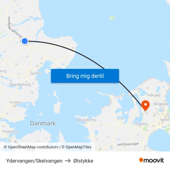Ydervangen/Skelvangen to Ølstykke map
