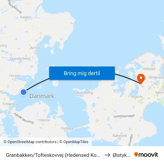 Granbakken/Tofteskovvej (Hedensed Kom) to Ølstykke map