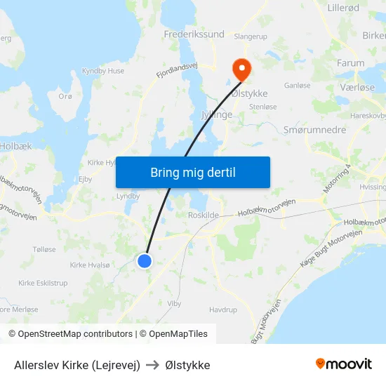 Allerslev Kirke (Lejrevej) to Ølstykke map