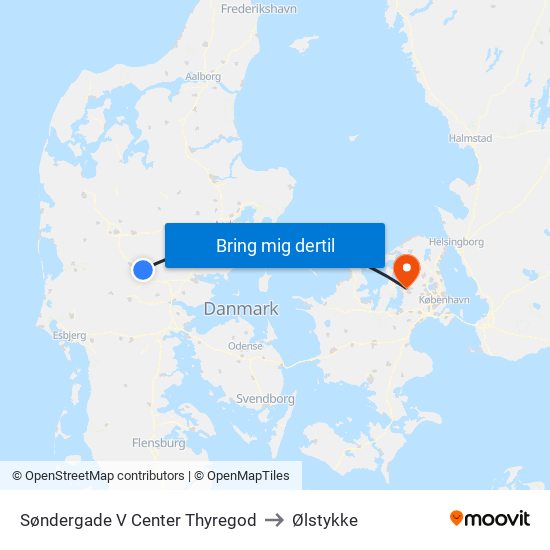 Søndergade V Center Thyregod to Ølstykke map