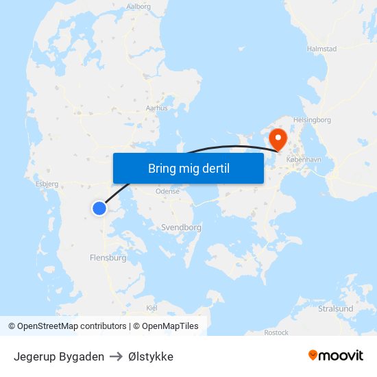 Jegerup Bygaden to Ølstykke map