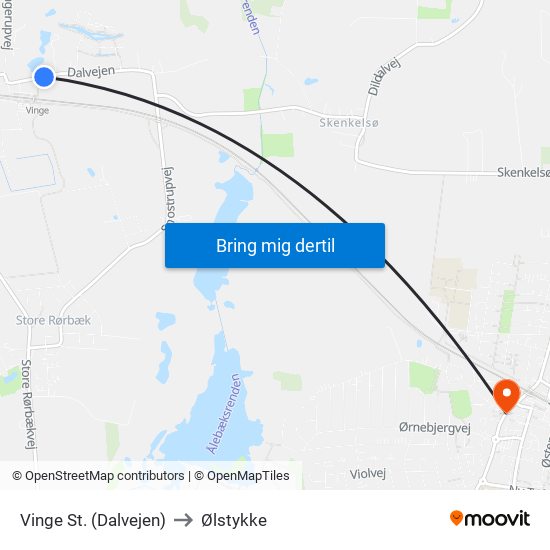 Vinge St. (Dalvejen) to Ølstykke map