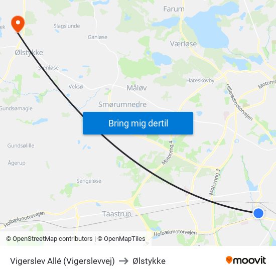 Vigerslev Allé (Vigerslevvej) to Ølstykke map