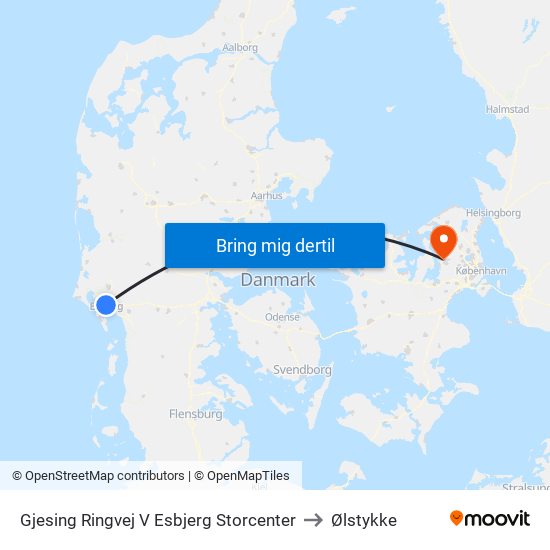 Gjesing Ringvej V Esbjerg Storcenter to Ølstykke map