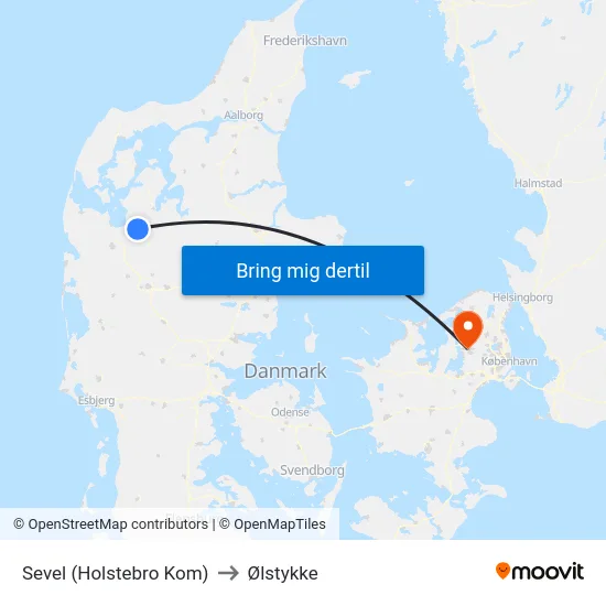 Sevel (Holstebro Kom) to Ølstykke map